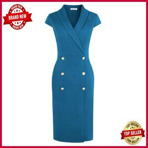 Work Bodycon Dress Midi Cap Sleeve Pencil Formal Office Business Casual